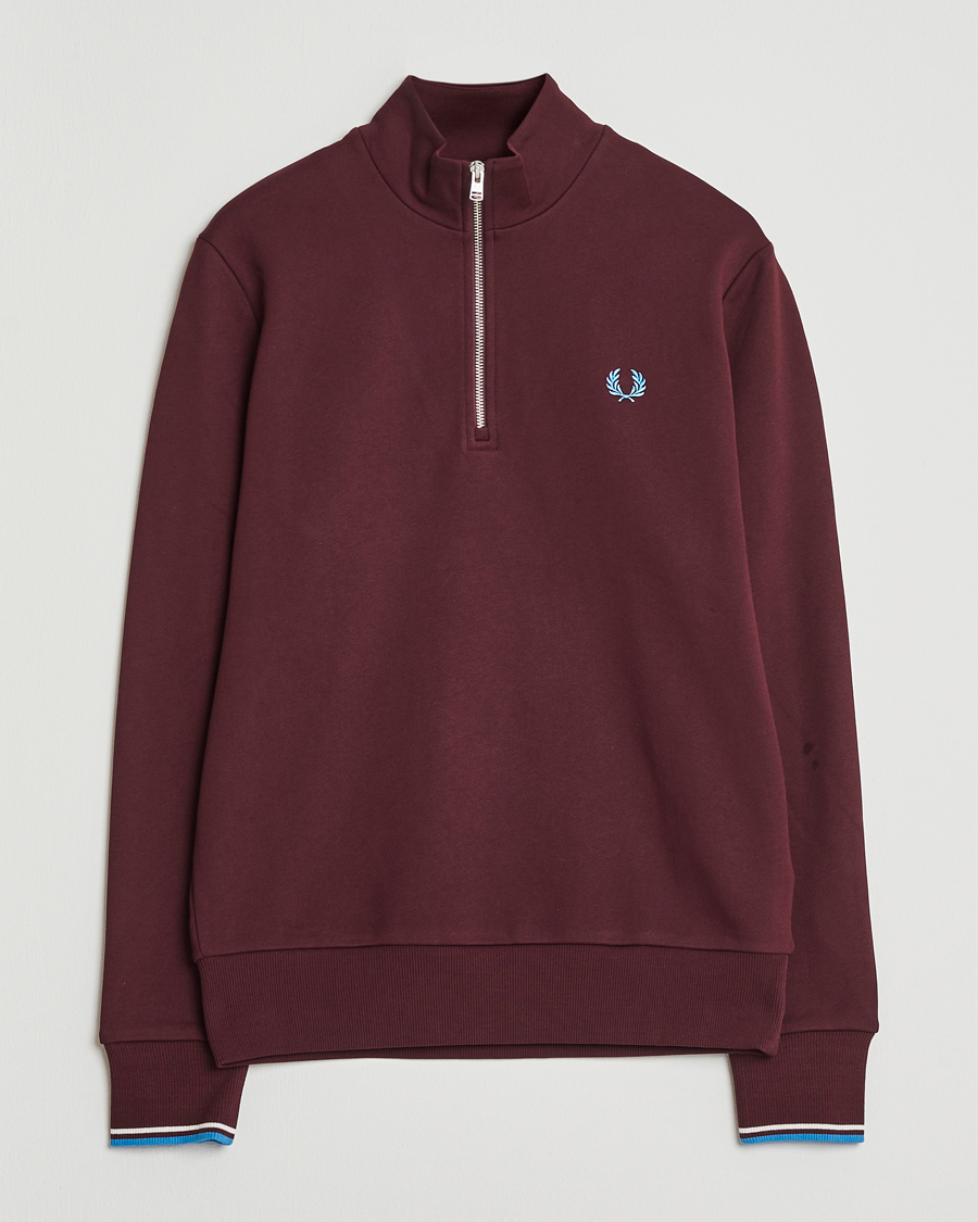 Hombres | Jerséis y prendas de punto | Fred Perry | Half Zip Sweatshirt Oxblood