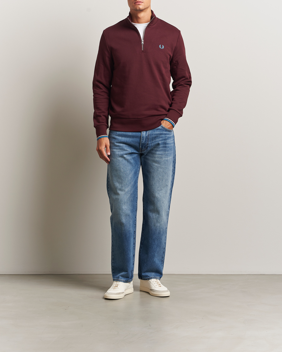 Hombres | Jerséis y prendas de punto | Fred Perry | Half Zip Sweatshirt Oxblood