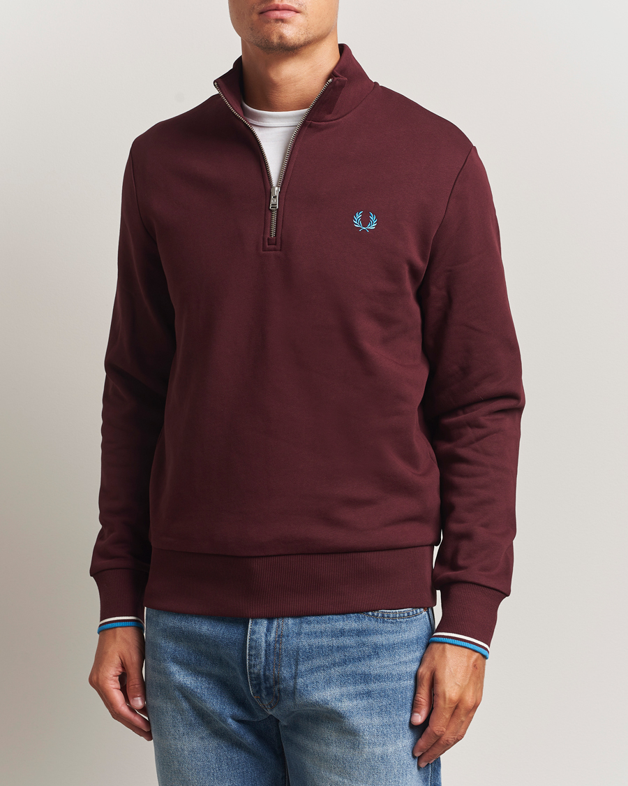 Hombres | Jerséis y prendas de punto | Fred Perry | Half Zip Sweatshirt Oxblood