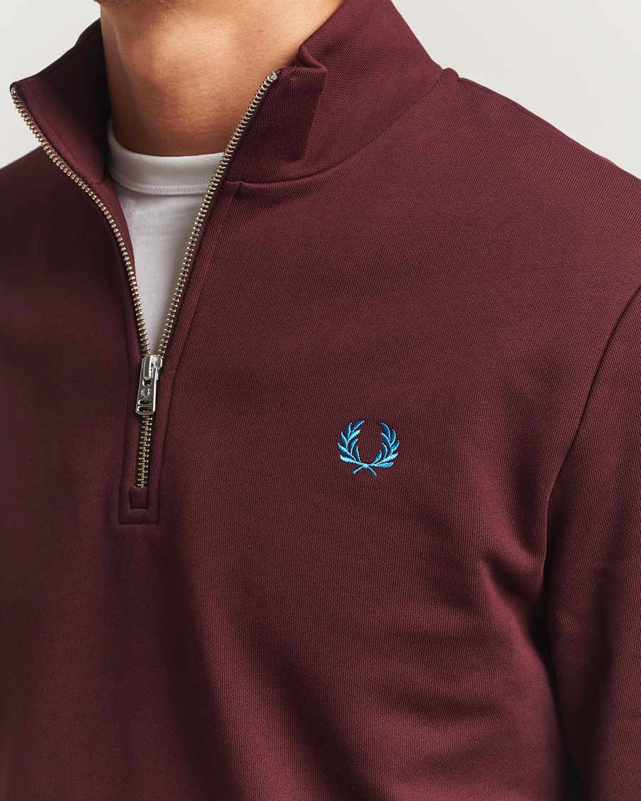 Hombres | Jerséis y prendas de punto | Fred Perry | Half Zip Sweatshirt Oxblood