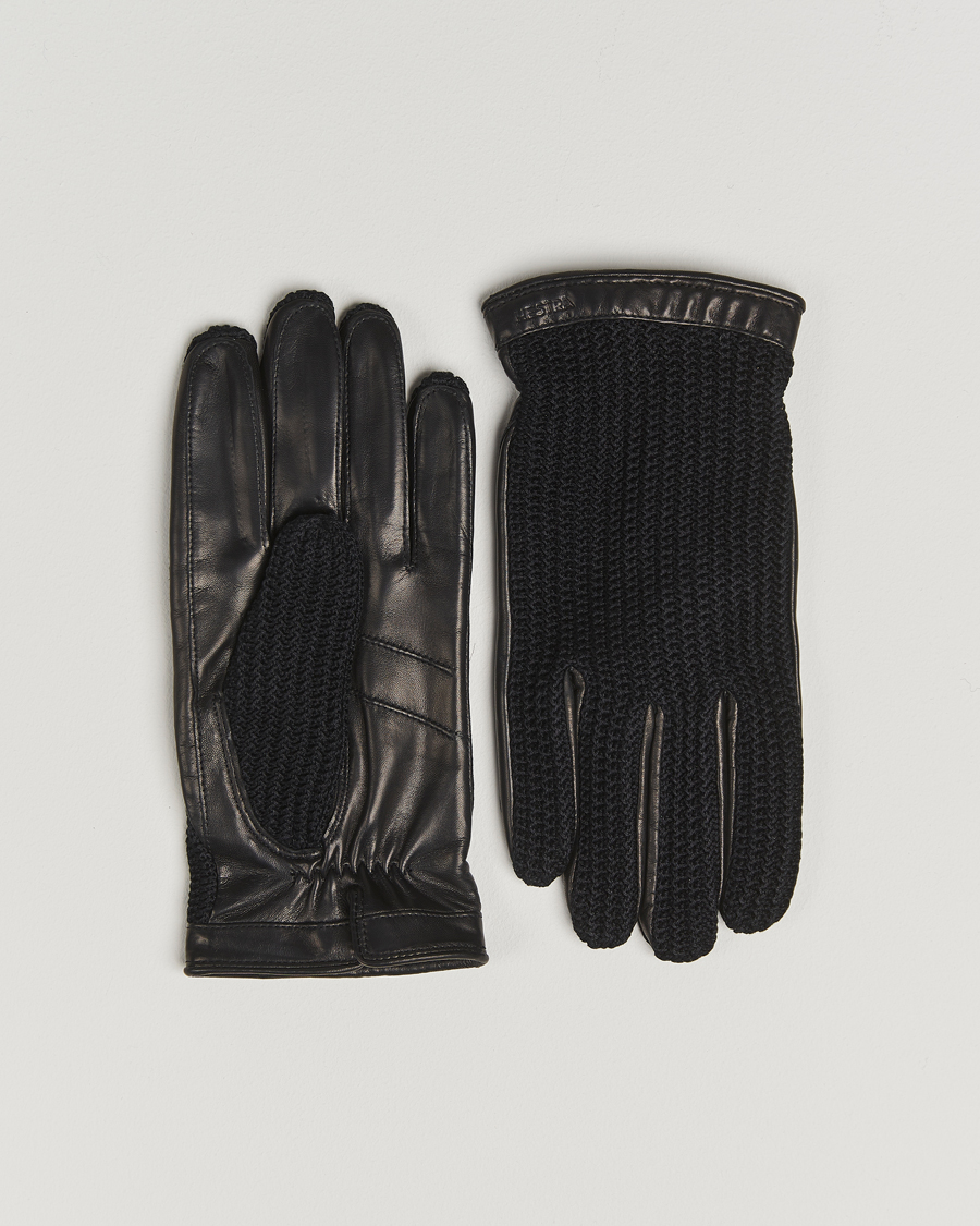 Hombres | Hestra Adam Crochet Wool Lined Glove Black | Hestra | Adam Crochet Wool Lined Glove Black
