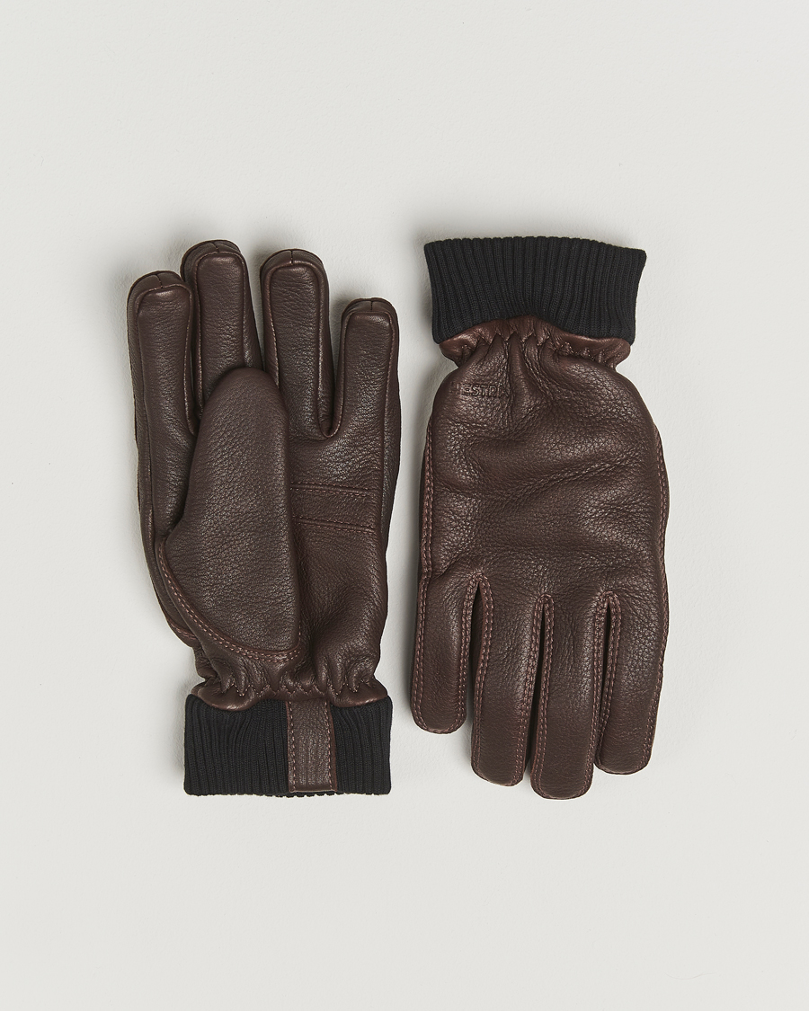 Hombres | Guantes | Hestra | Tore Deerskin Primaloft Lined Glove Chocolate
