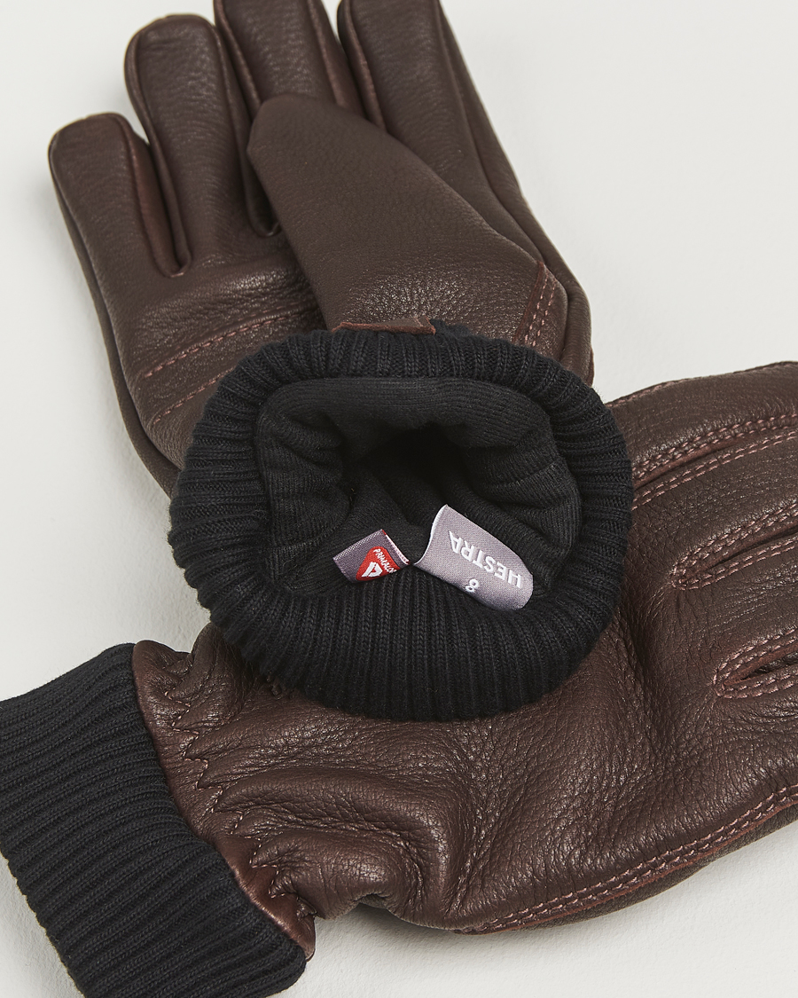 Hombres | Guantes | Hestra | Tore Deerskin Primaloft Lined Glove Chocolate