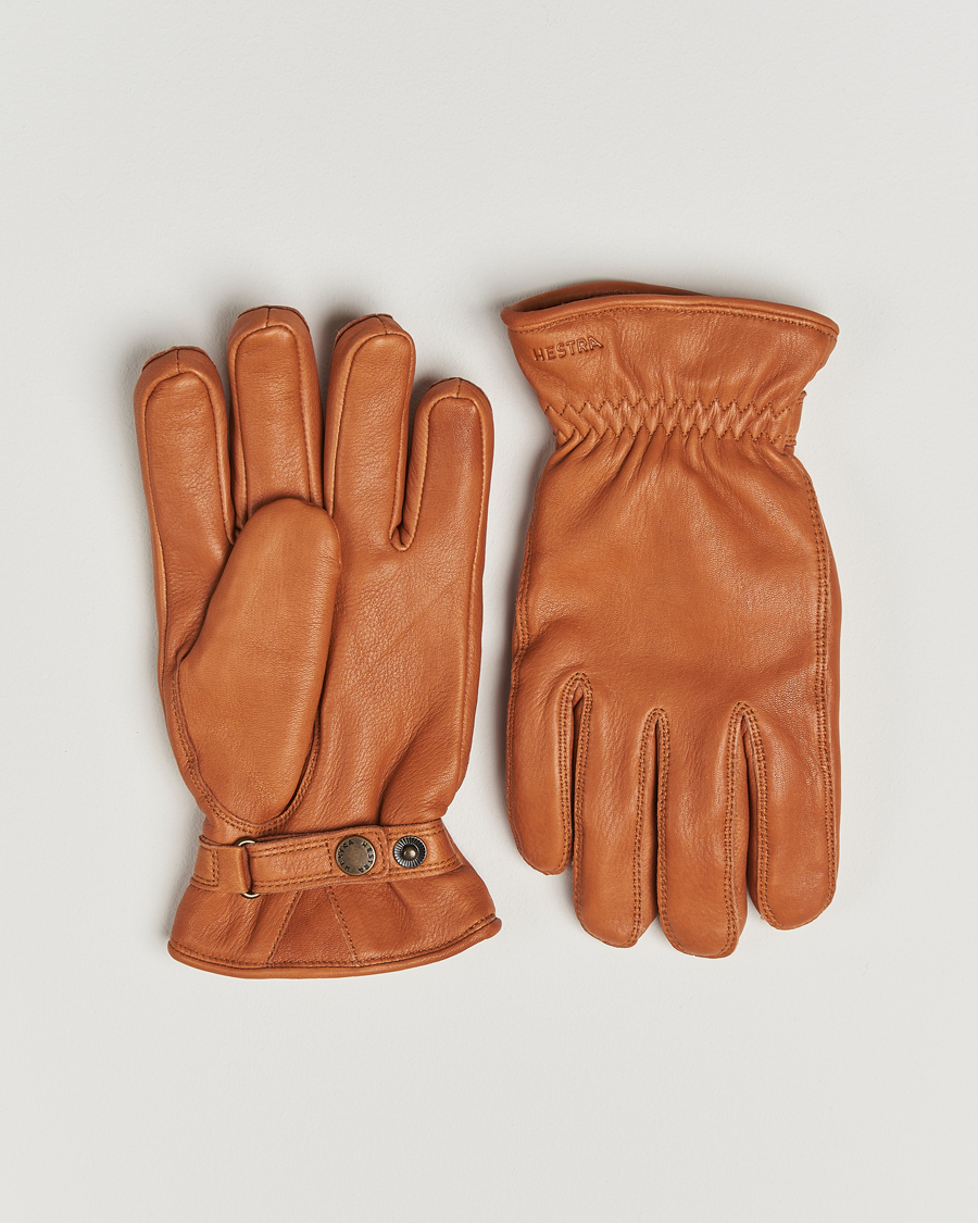 Hombres | Guantes | Hestra | Burensvik Deerskin Wool Pile Glove Cognac