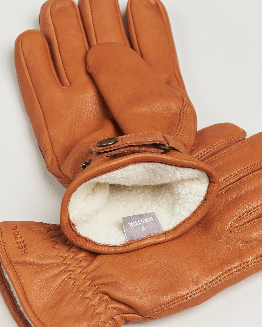 Hombres | Guantes | Hestra | Burensvik Deerskin Wool Pile Glove Cognac