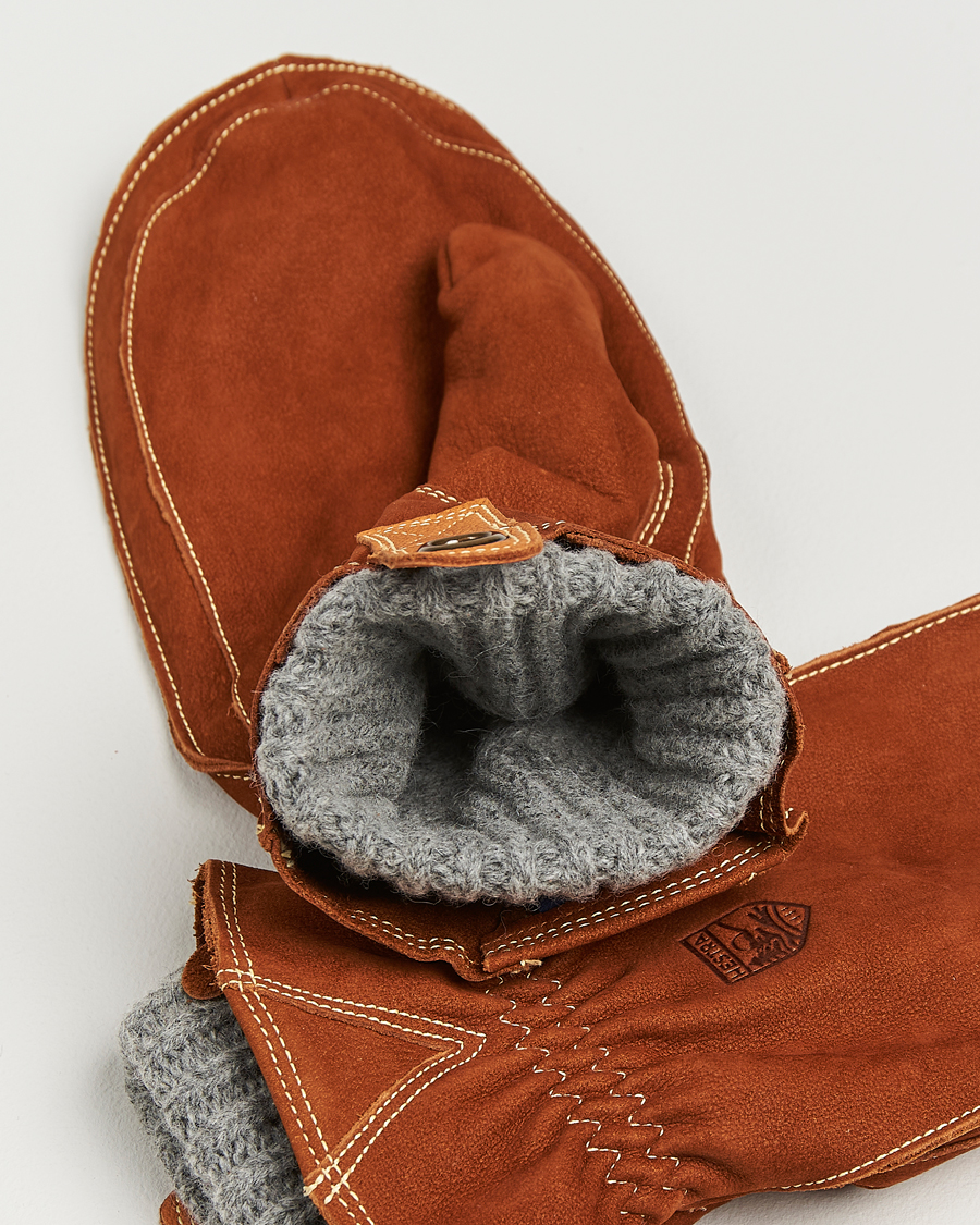Hombres | Guantes | Hestra | Oden Nubuck Wool Lined Mitt Cognac