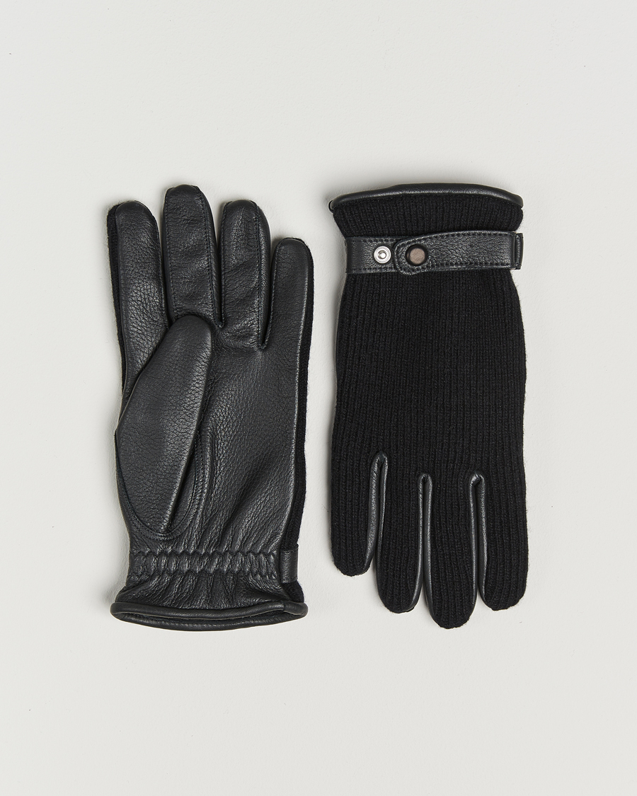 Hombres | Guantes | Hestra | Christopher Cashmere/Elkskin Glove Black