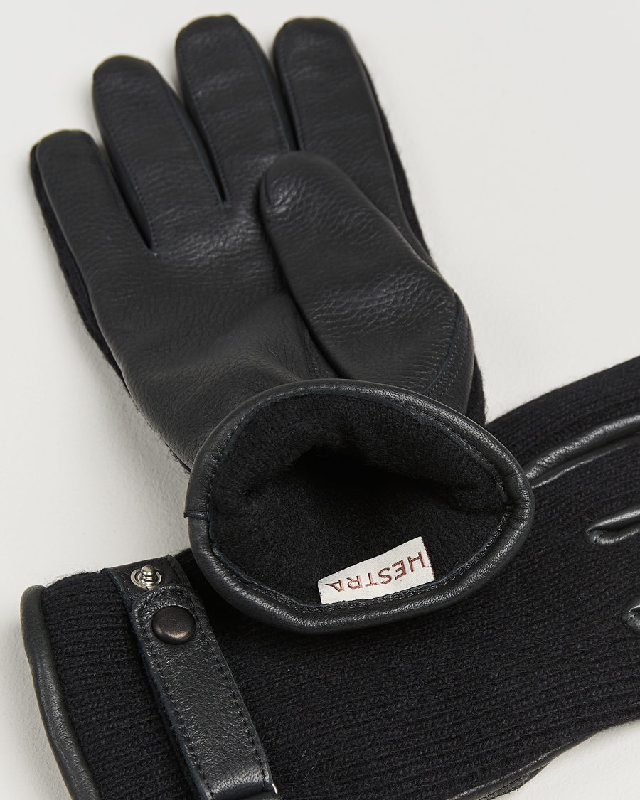 Hombres | Guantes | Hestra | Christopher Cashmere/Elkskin Glove Black