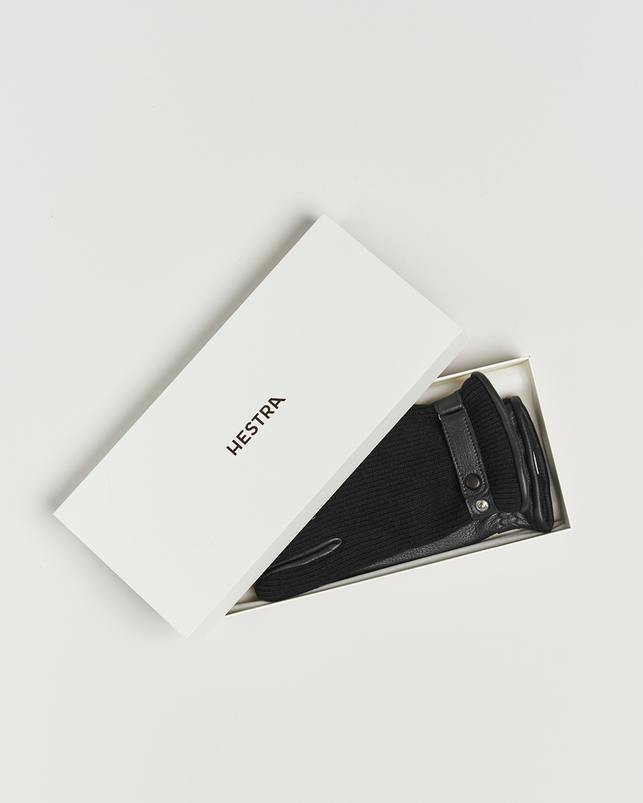 Hombres | Guantes | Hestra | Christopher Cashmere/Elkskin Glove  Black