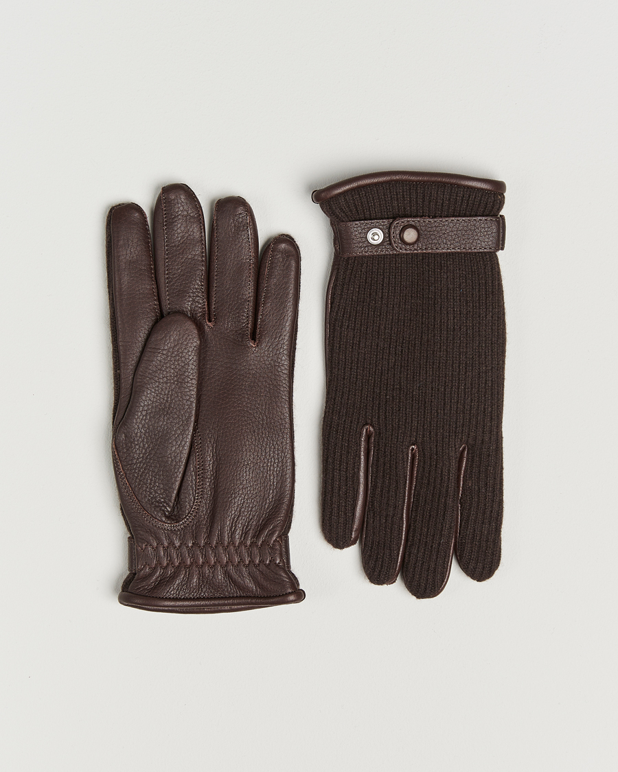 Hombres | Guantes | Hestra | Christopher Cashmere/Elkskin Glove Espresso