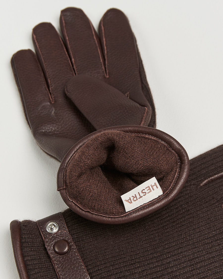 Hombres | Guantes | Hestra | Christopher Cashmere/Elkskin Glove Espresso