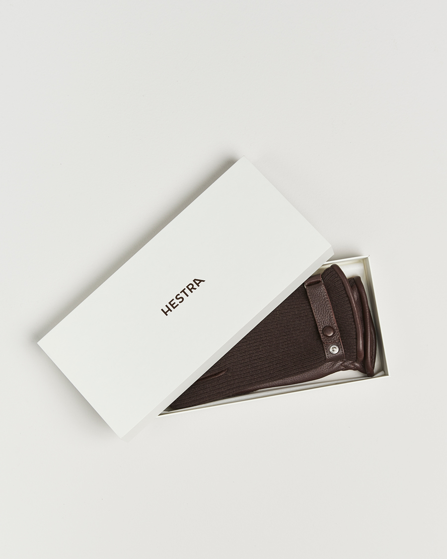 Hombres | Guantes | Hestra | Christopher Cashmere/Elkskin Glove Espresso