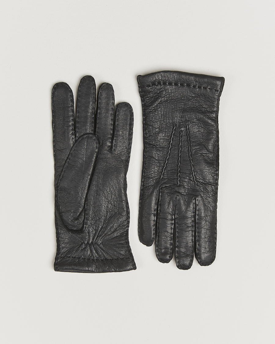 Hombres | Guantes | Hestra | Peccary Handsewn Cashmere Lined Glove Black