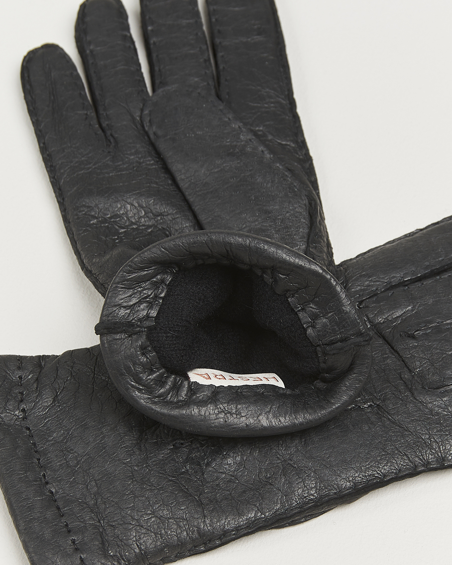 Hombres | Guantes | Hestra | Peccary Handsewn Cashmere Lined Glove Black