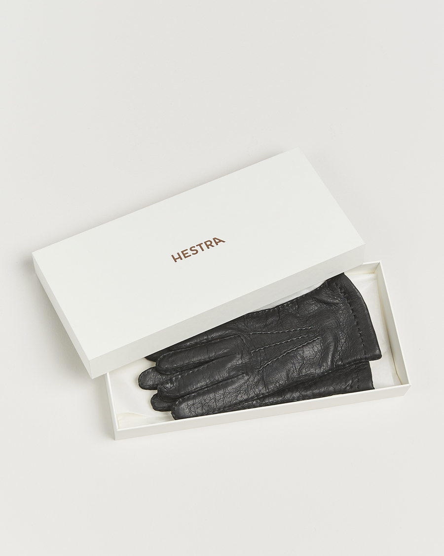 Hombres | Guantes | Hestra | Peccary Handsewn Cashmere Lined Glove Black