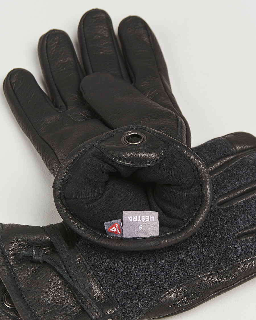 Hombres | Guantes | Hestra | Daniel Wool/Goat Leather Glove Charcoal/Black