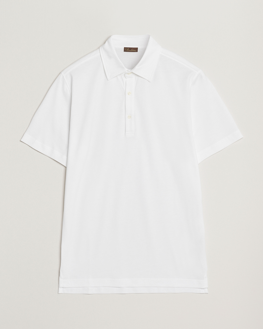 Hombres | Polos | Stenströms | Supima Cotton Polo Shirt White