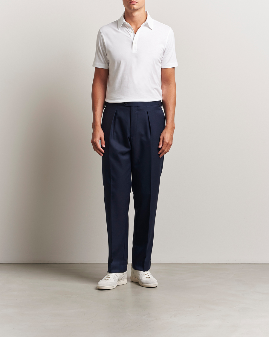 Hombres | Polos | Stenströms | Supima Cotton Polo Shirt White