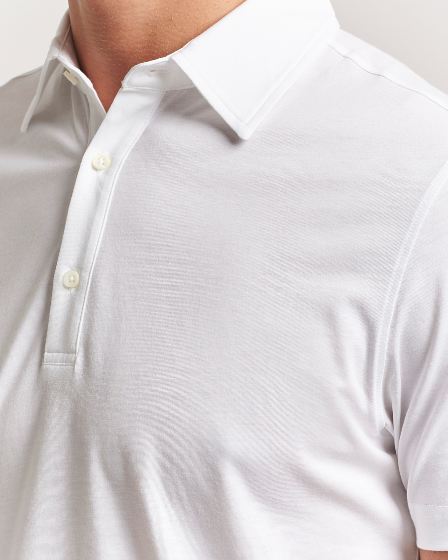Hombres | Polos | Stenströms | Supima Cotton Polo Shirt White