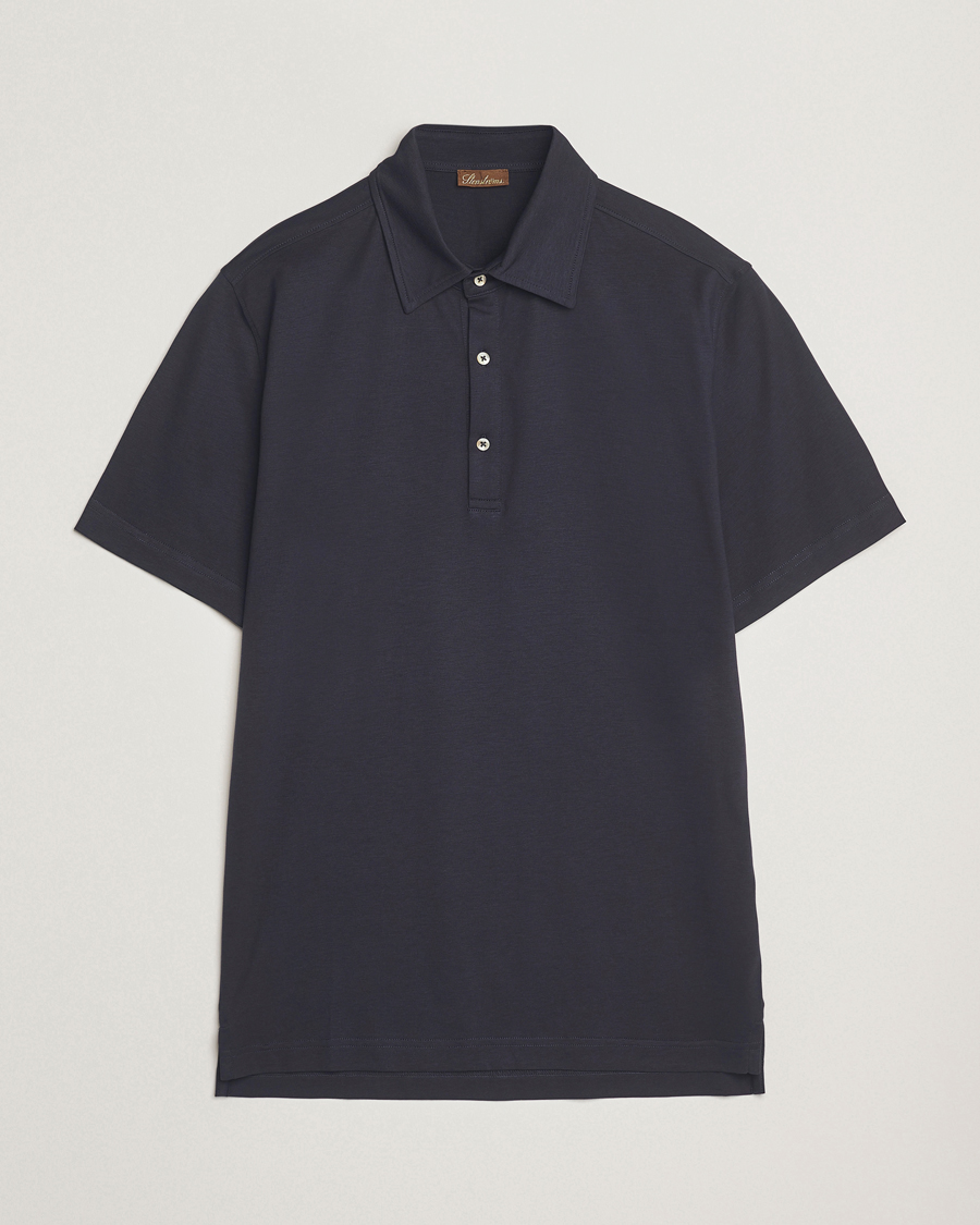 Hombres | Polos | Stenströms | Supima Cotton Polo Shirt Navy