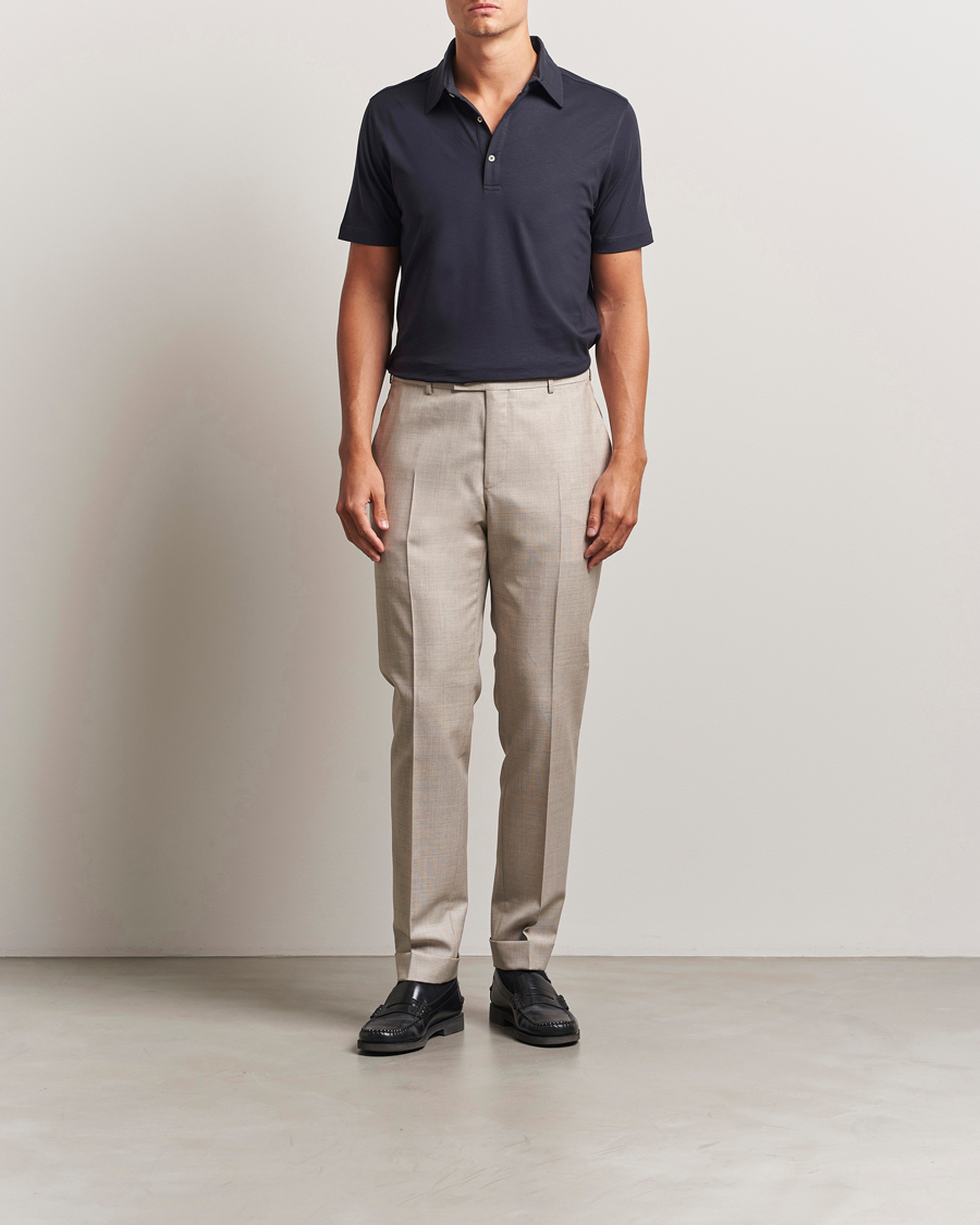 Hombres | Polos | Stenströms | Supima Cotton Polo Shirt Navy