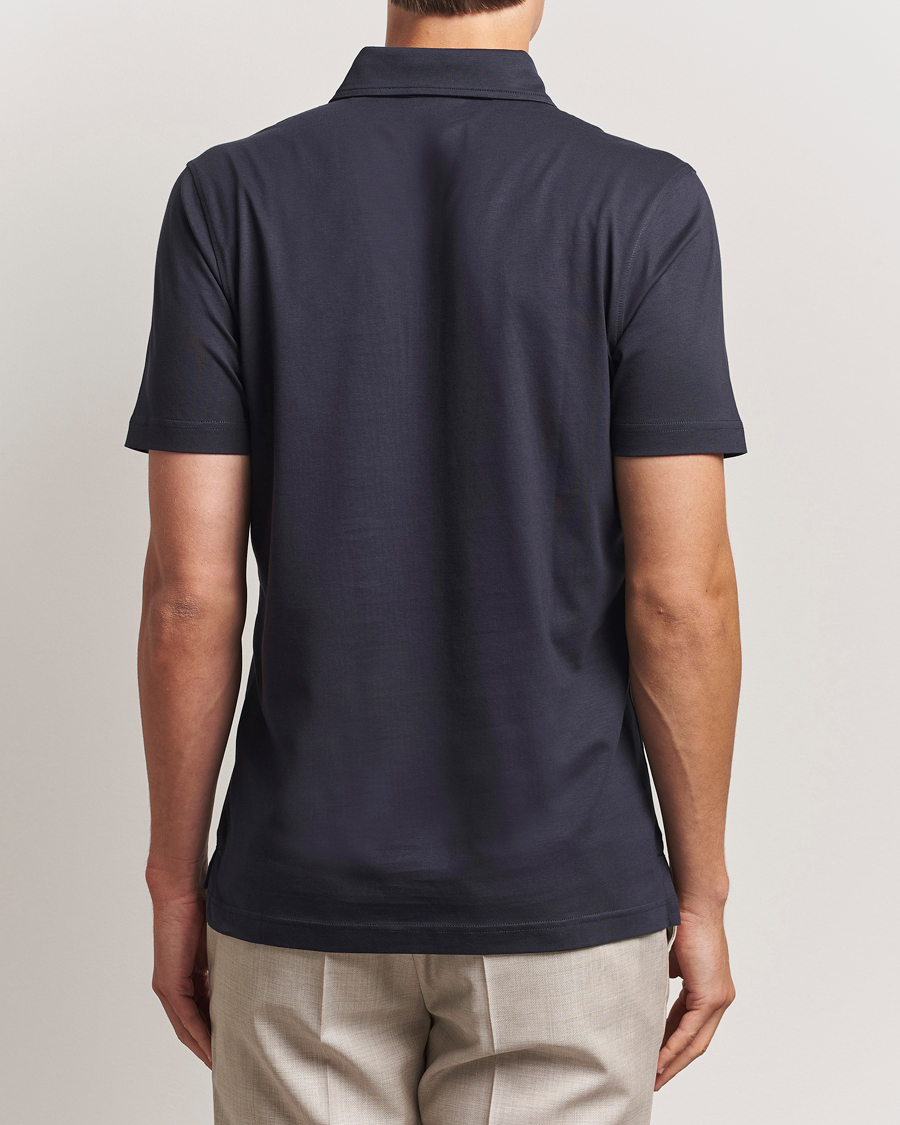 Hombres | Polos | Stenströms | Supima Cotton Polo Shirt Navy