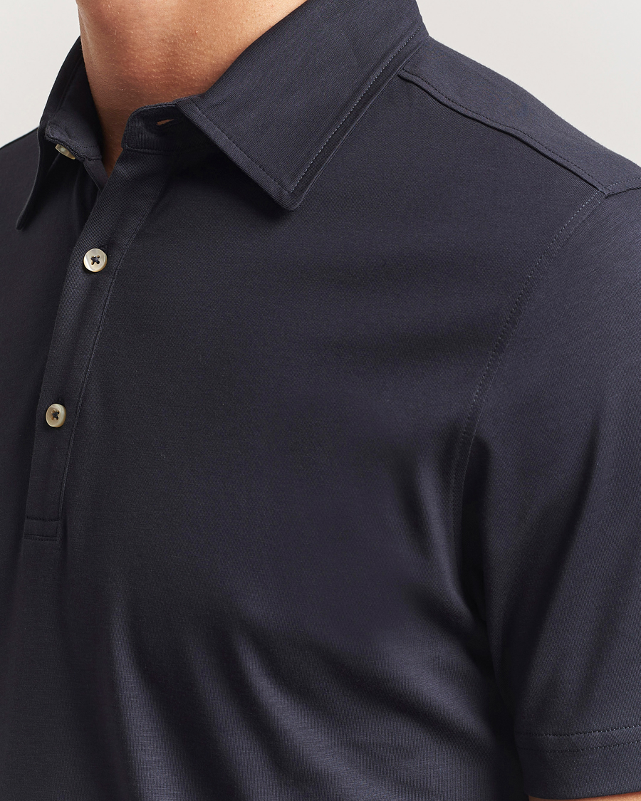 Hombres | Polos | Stenströms | Supima Cotton Polo Shirt Navy