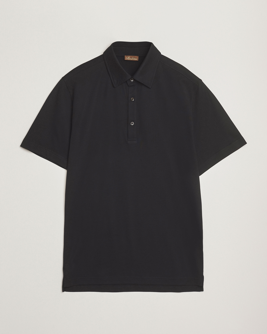 Hombres | Polos | Stenströms | Supima Cotton Polo Shirt Black
