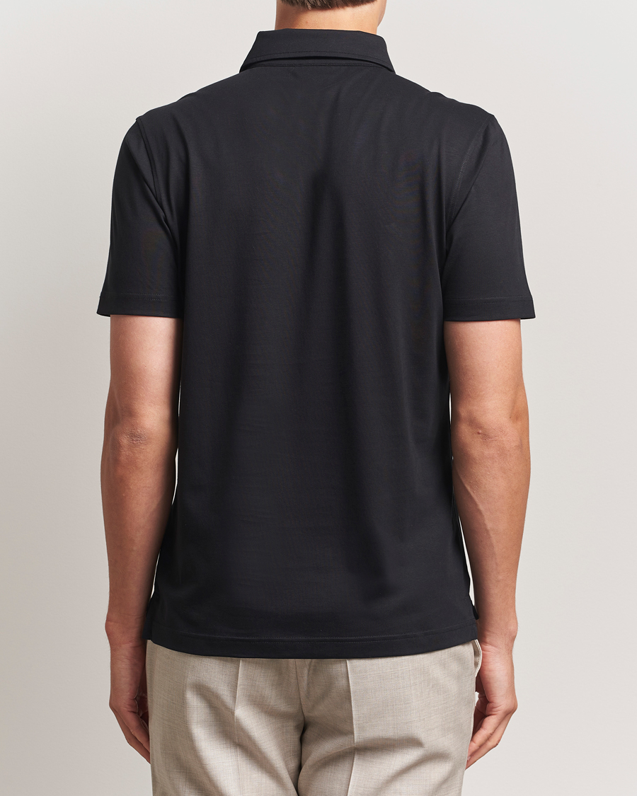 Hombres | Polos | Stenströms | Supima Cotton Polo Shirt Black