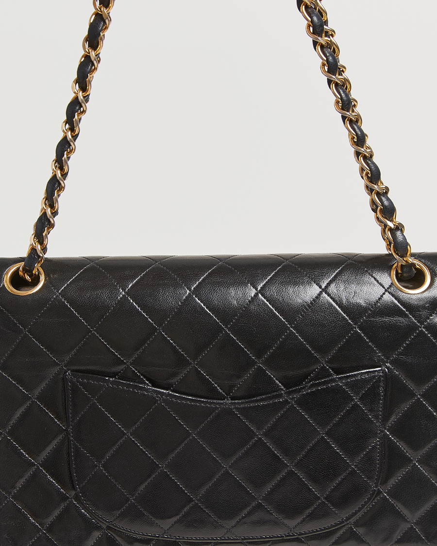 Hombres | Chanel Pre-Owned Classic Double Flap Medium Lambskin Black | Chanel Pre-Owned | Classic Double Flap Medium Lambskin Black