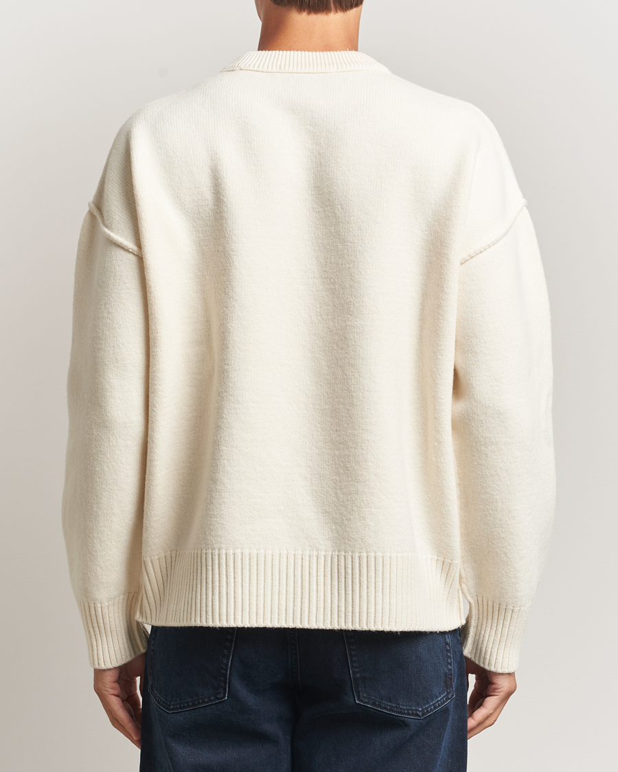 Hombres | Jerséis y prendas de punto | AMI | Big Heart Logo Wool Knitted Sweater Ecru