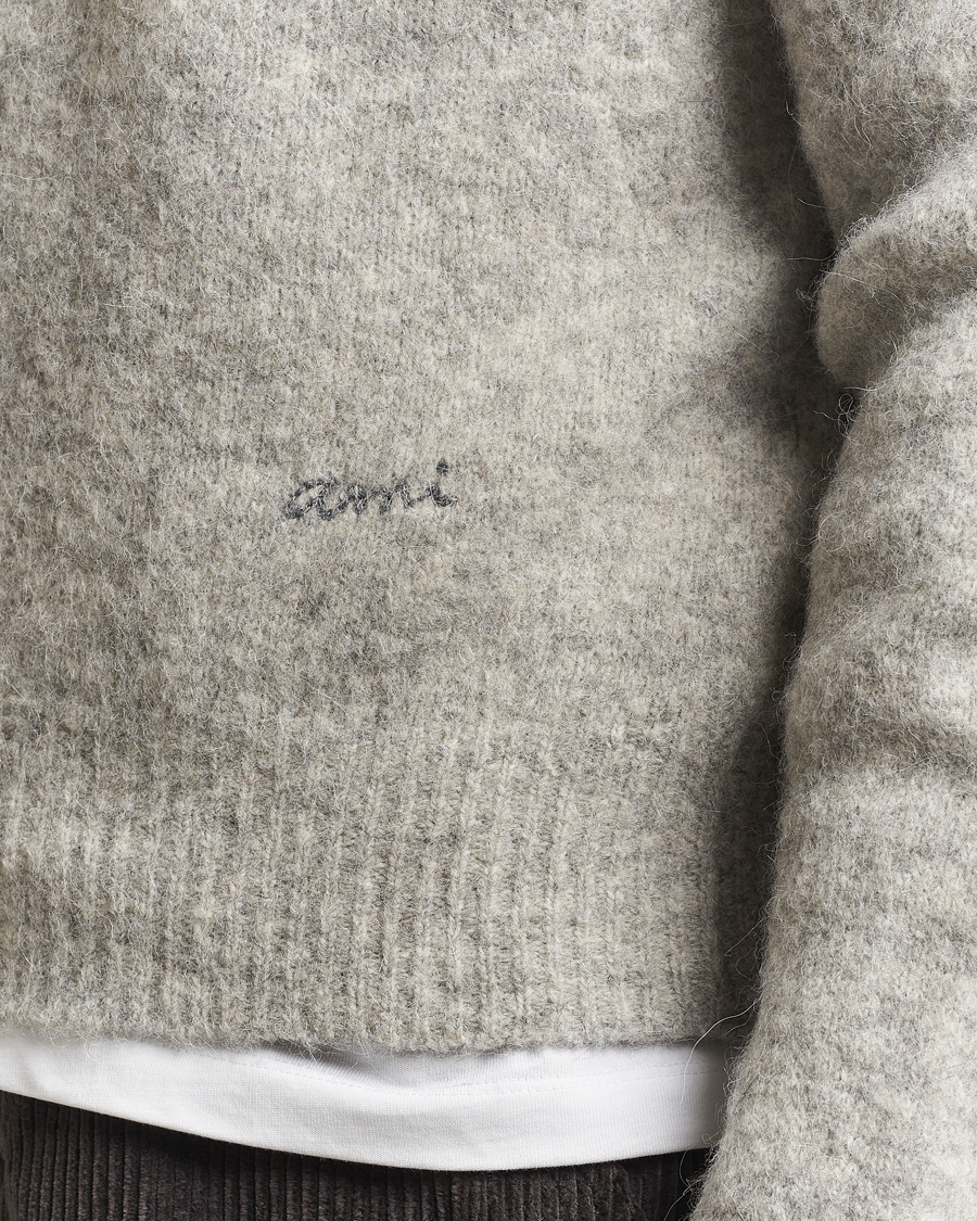Hombres | Jerséis y prendas de punto | AMI | Signature Alpaca Knitted Polo Light Grey Melange