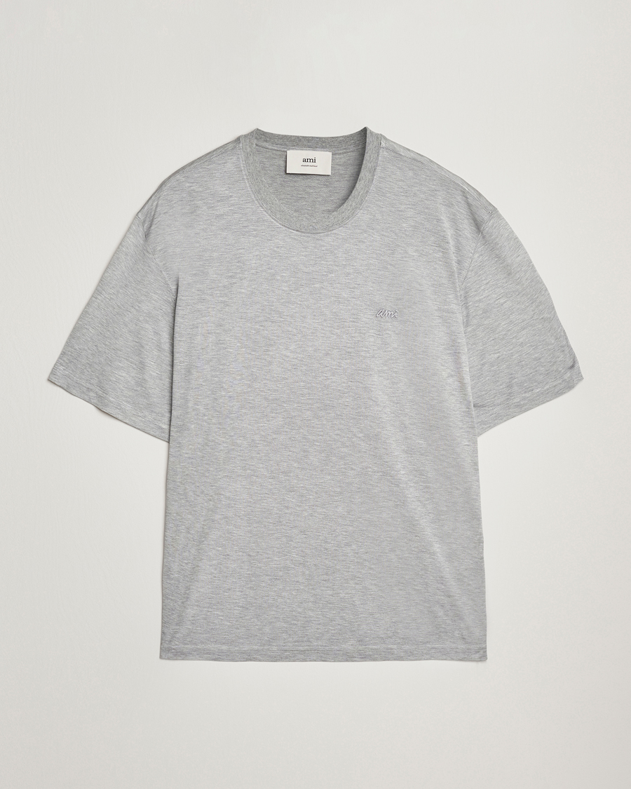 Hombres | Camisetas | AMI | Signature Logo Mercerized T-Shirt Light Grey Melange