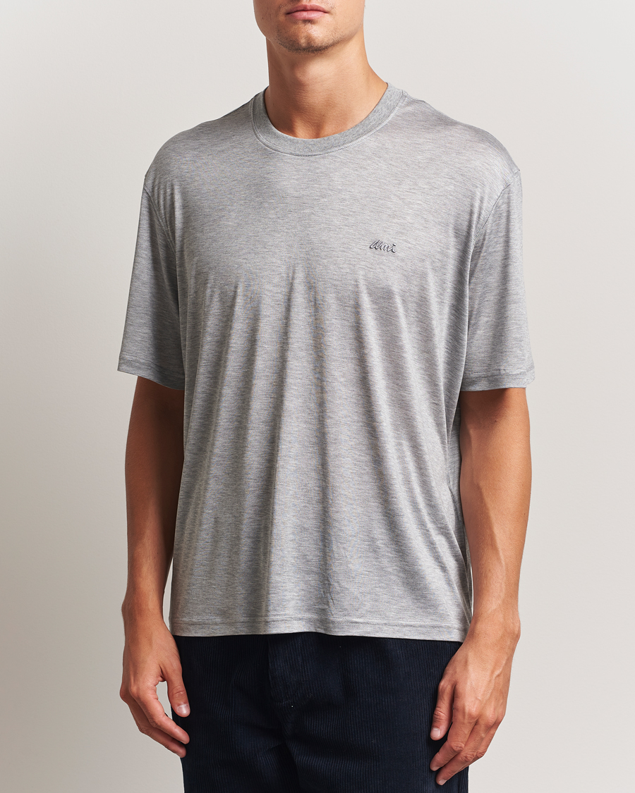 Hombres | Camisetas | AMI | Signature Logo Mercerized T-Shirt Light Grey Melange