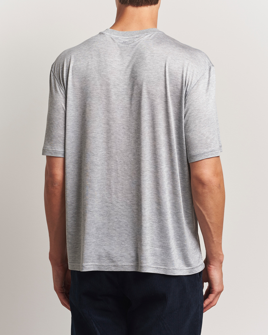 Hombres | Camisetas | AMI | Signature Logo Mercerized T-Shirt Light Grey Melange