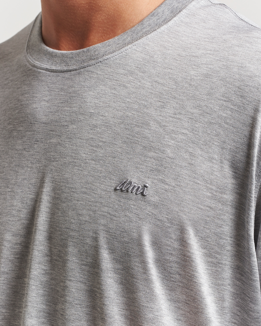 Hombres | Camisetas | AMI | Signature Logo Mercerized T-Shirt Light Grey Melange