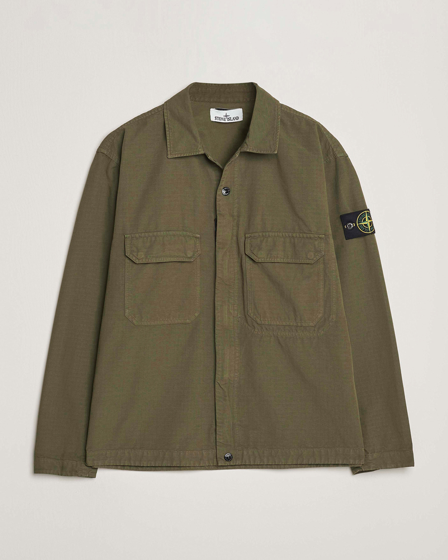 Hombres | Camisas | Stone Island | Organic Cotton Ripstop Overshirt Military Green