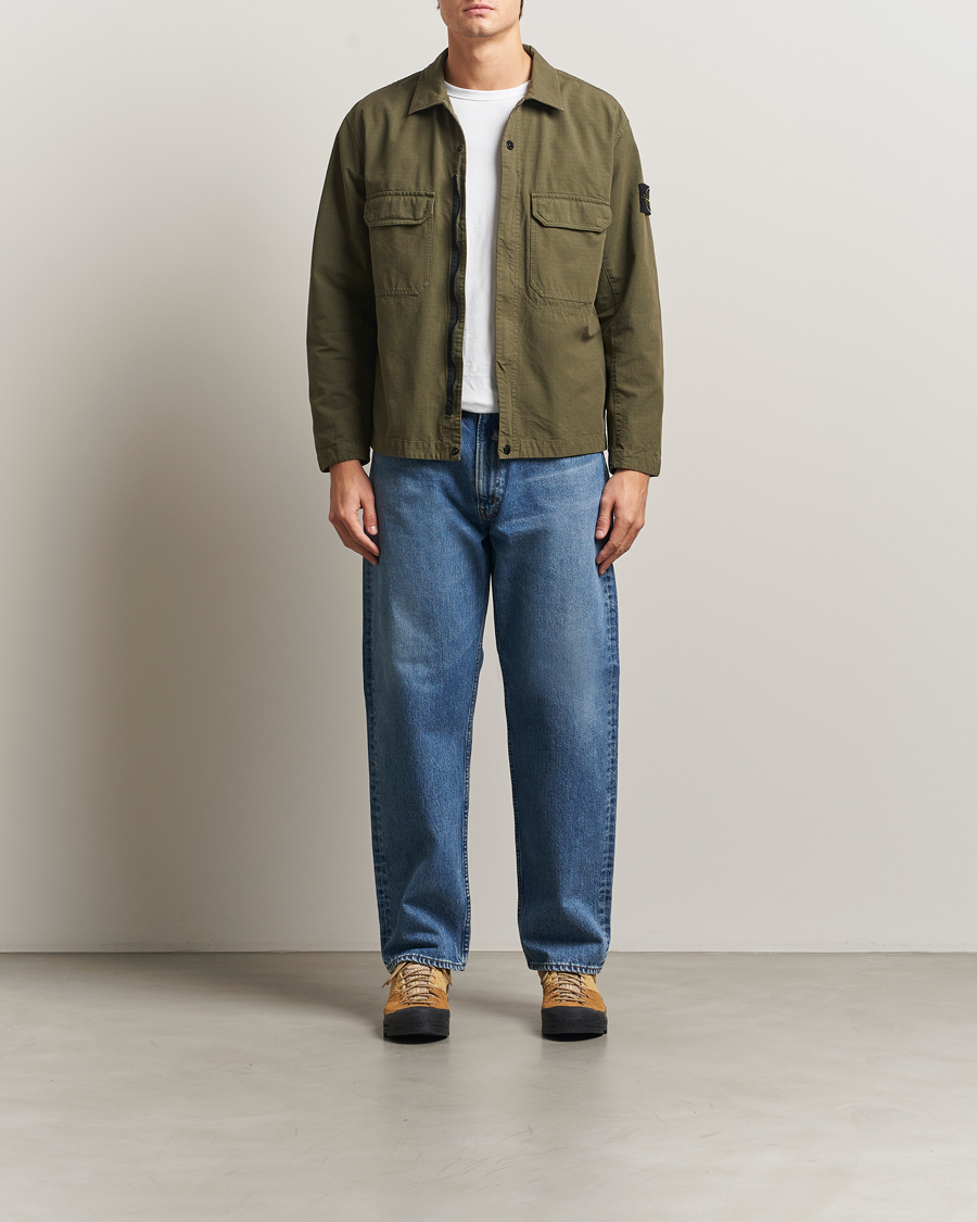 Hombres | Camisas | Stone Island | Organic Cotton Ripstop Overshirt Military Green