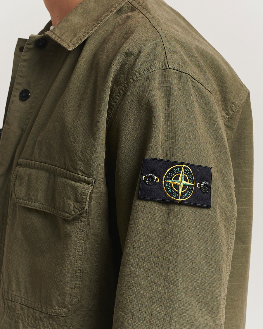 Hombres | Camisas | Stone Island | Organic Cotton Ripstop Overshirt Military Green