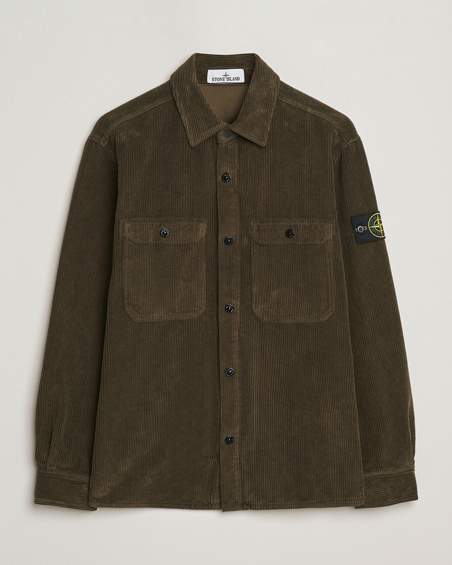 Hombres | Camisas | Stone Island | Organic Cotton Cord Overshirt Military Green