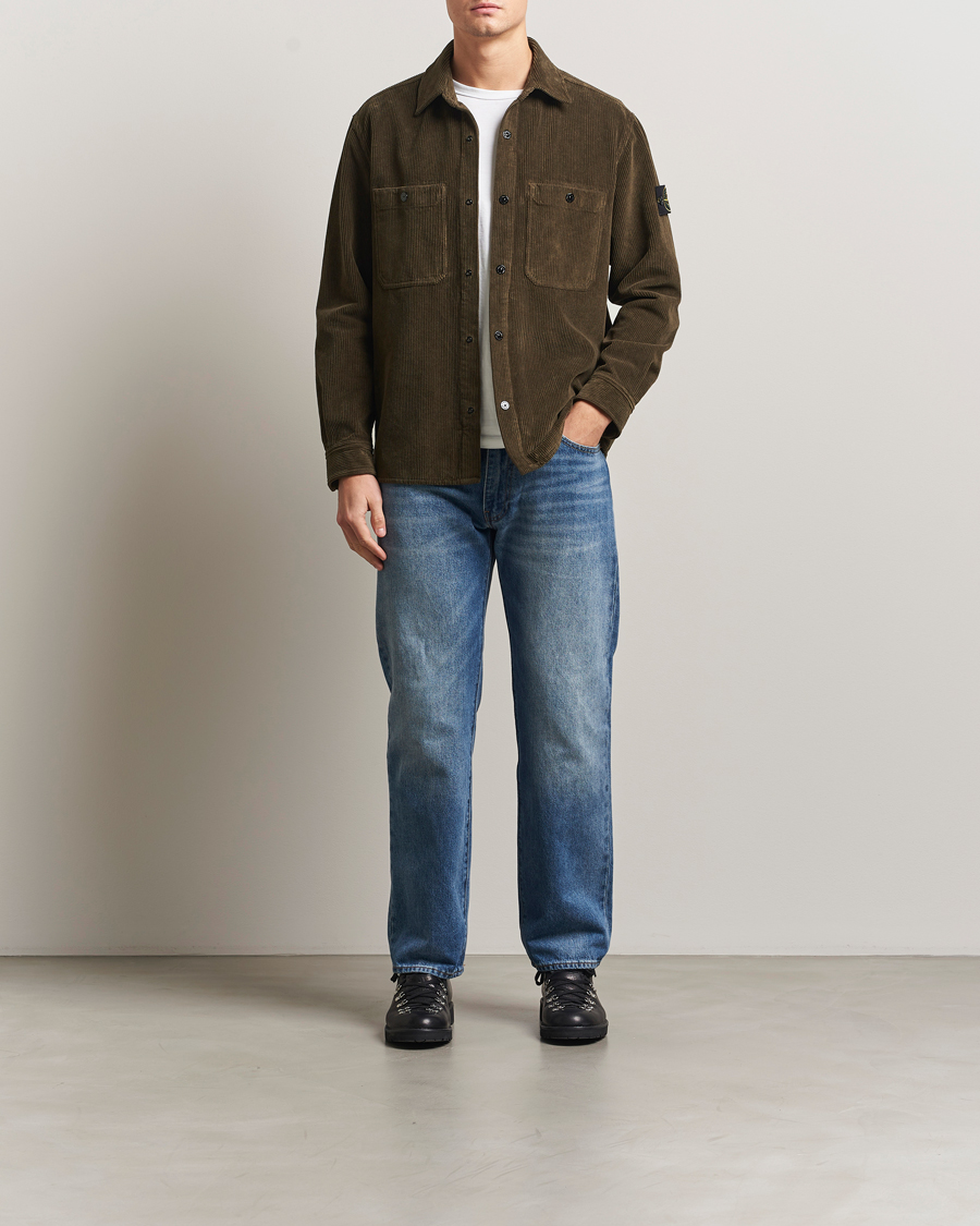 Hombres | Camisas | Stone Island | Organic Cotton Cord Overshirt Military Green