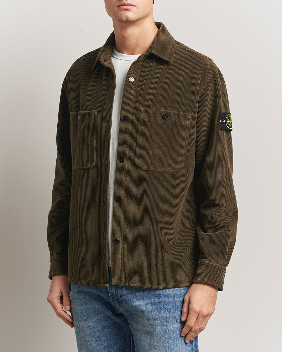 Hombres | Camisas | Stone Island | Organic Cotton Cord Overshirt Military Green