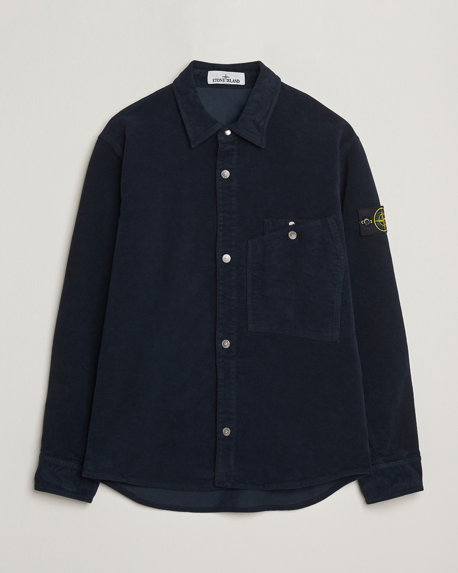 Hombres | Camisas | Stone Island | Cotton Moleskin Overshirt Navy