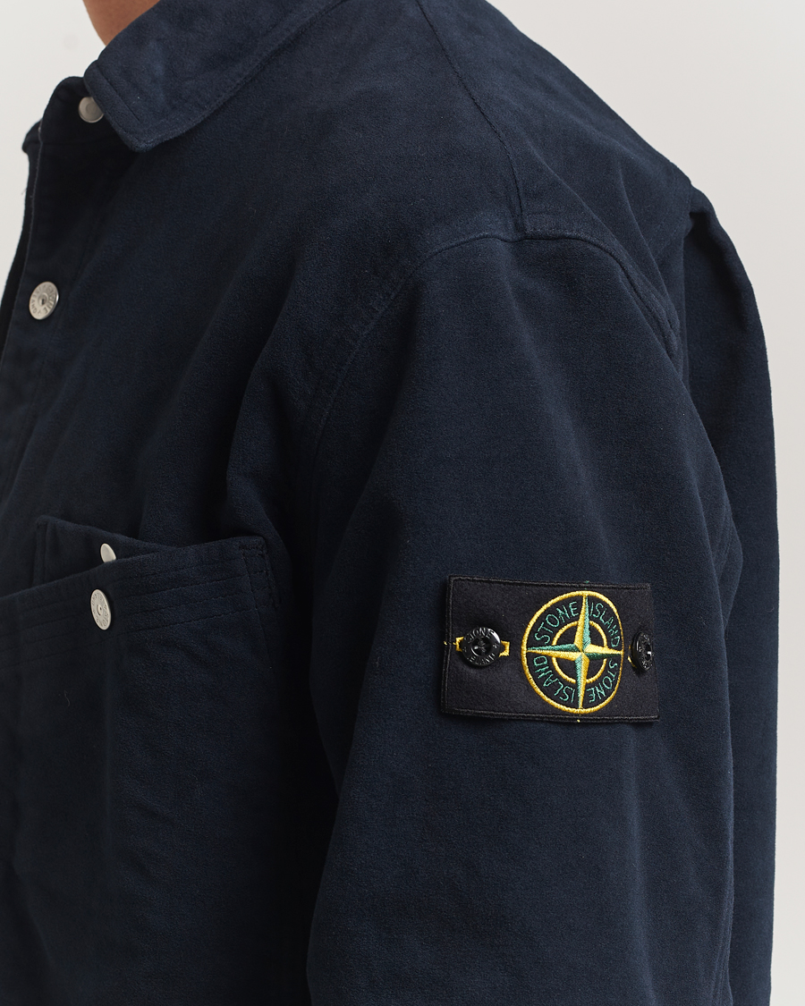 Hombres | Camisas | Stone Island | Cotton Moleskin Overshirt Navy