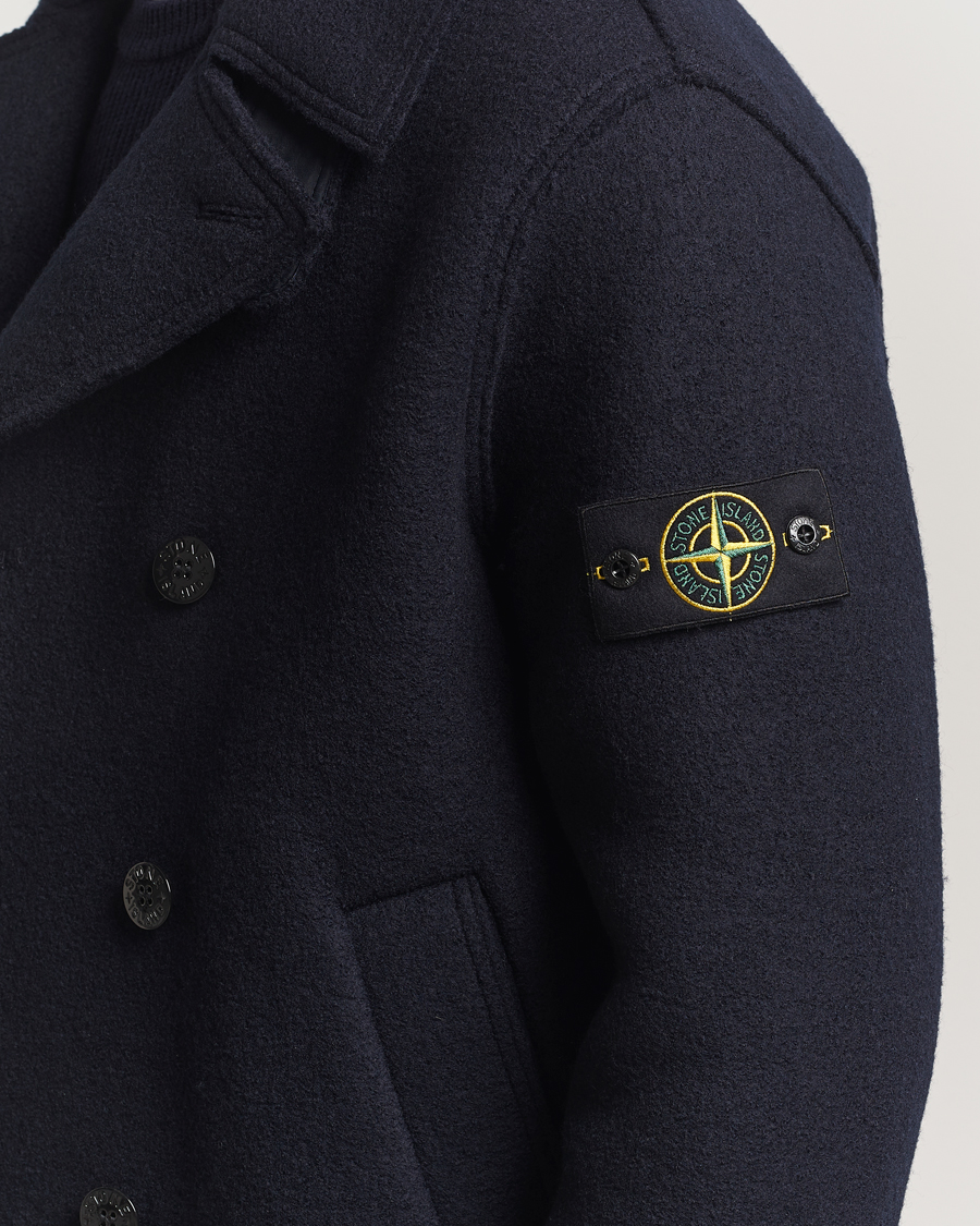 Hombres | Abrigos y chaquetas | Stone Island | Double Breasted Felted Wool Peacoat Navy