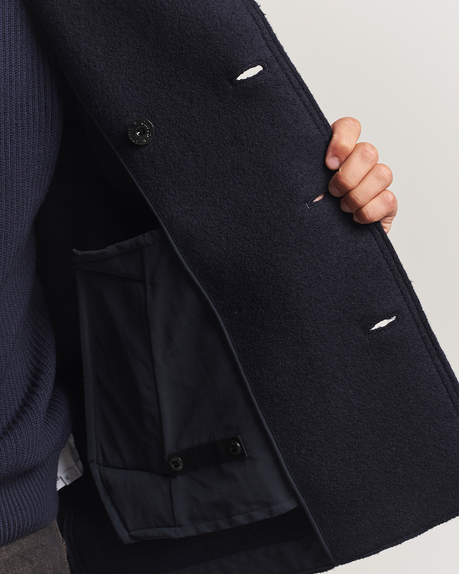 Hombres | Abrigos y chaquetas | Stone Island | Double Breasted Felted Wool Peacoat Navy