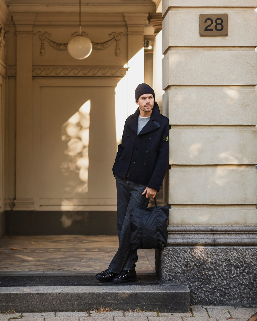 Hombres | Abrigos y chaquetas | Stone Island | Double Breasted Felted Wool Peacoat Navy