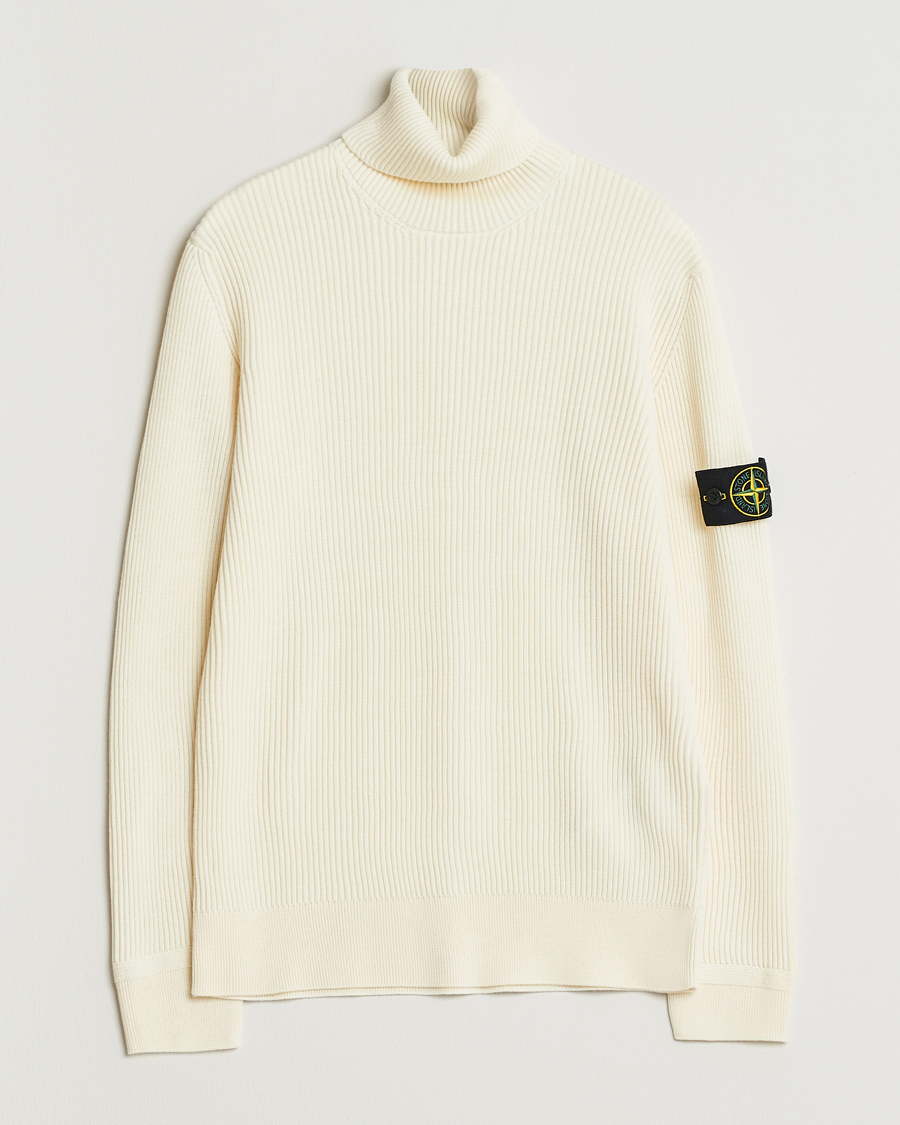 Hombres | Jerséis y prendas de punto | Stone Island | Full Rib Wool Turtleneck Ivory