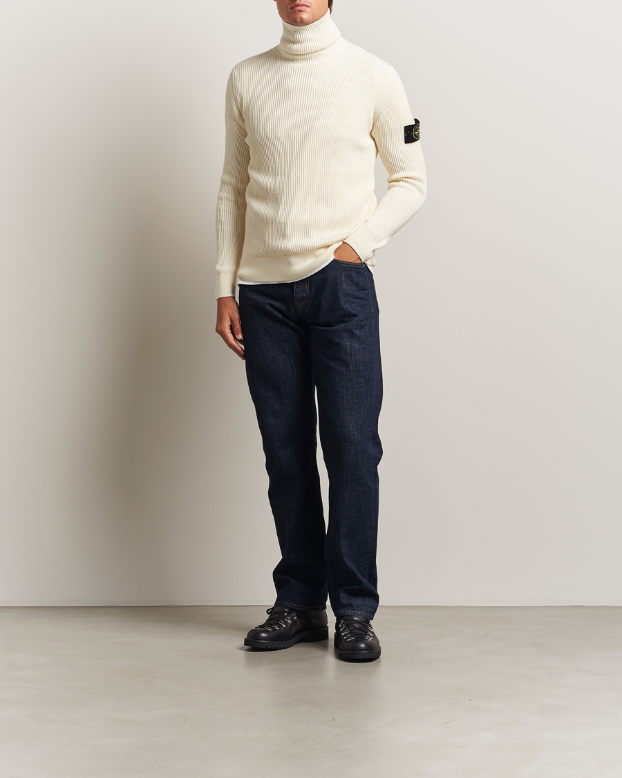 Hombres | Jerséis y prendas de punto | Stone Island | Full Rib Wool Turtleneck Ivory