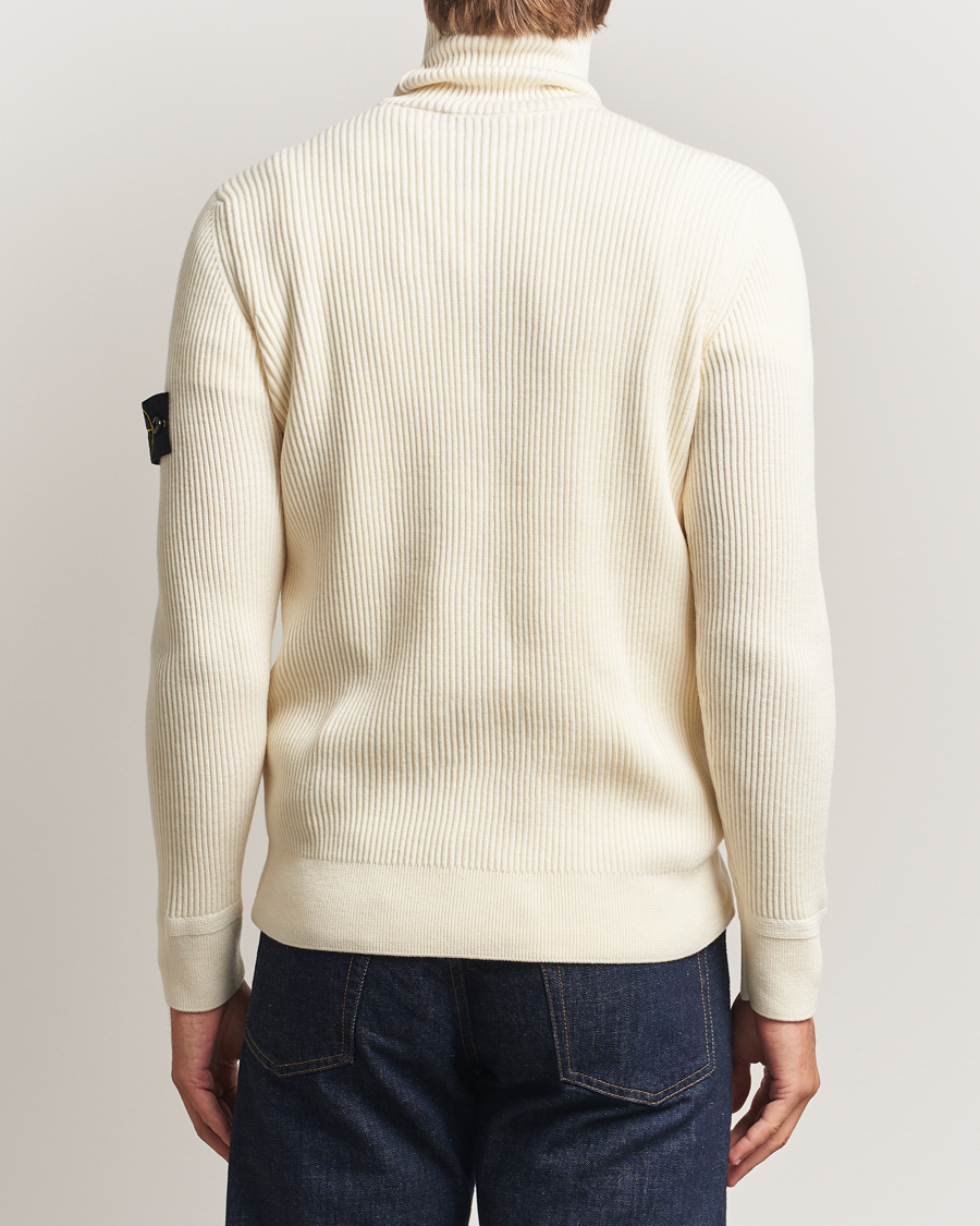 Hombres | Jerséis y prendas de punto | Stone Island | Full Rib Wool Turtleneck Ivory